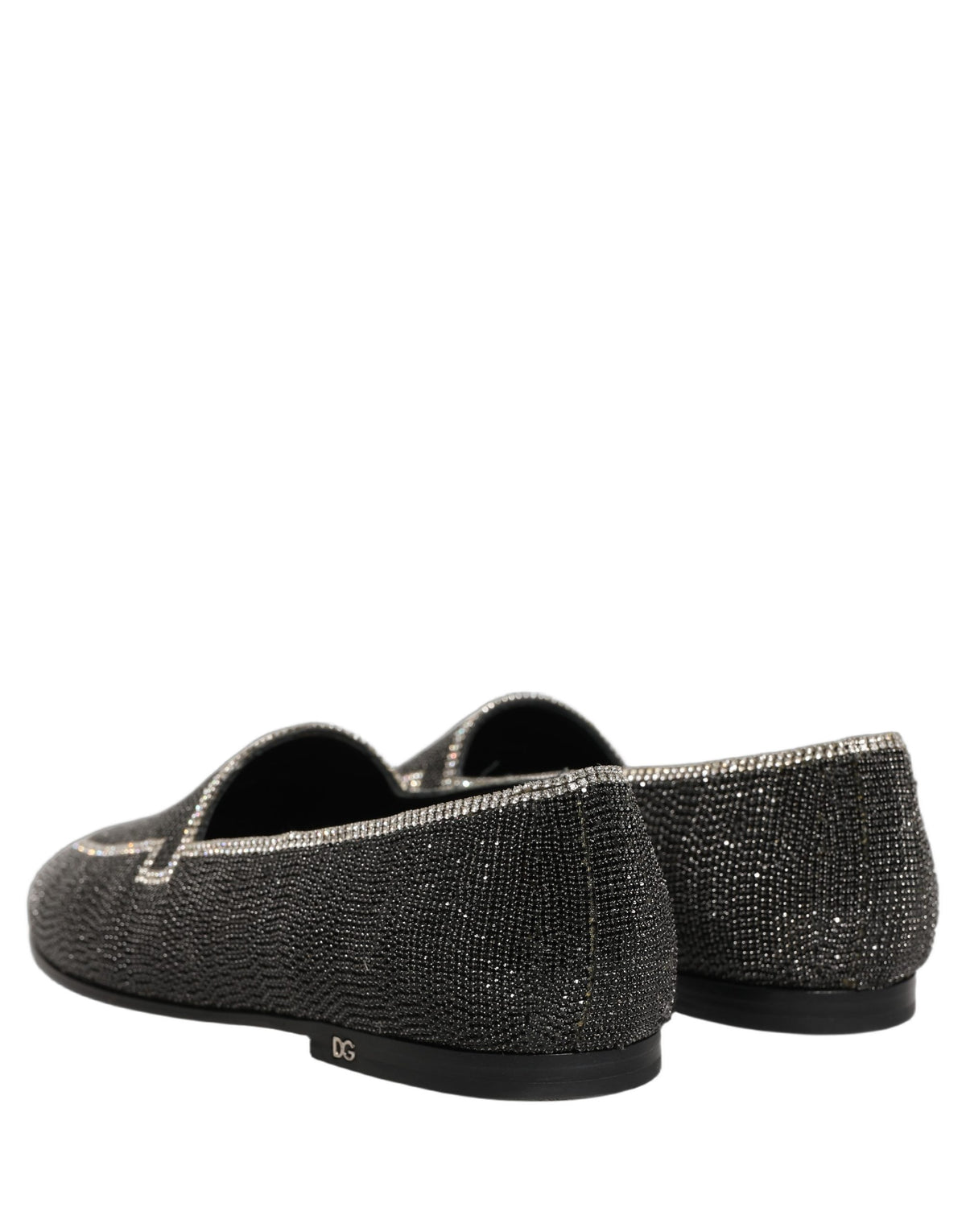 Dolce & Gabbana Black Crystal Embellished Men Loafers Shoes