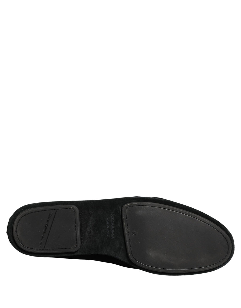 Dolce & Gabbana Black Velvet Crown Embroidery Loafers Shoes