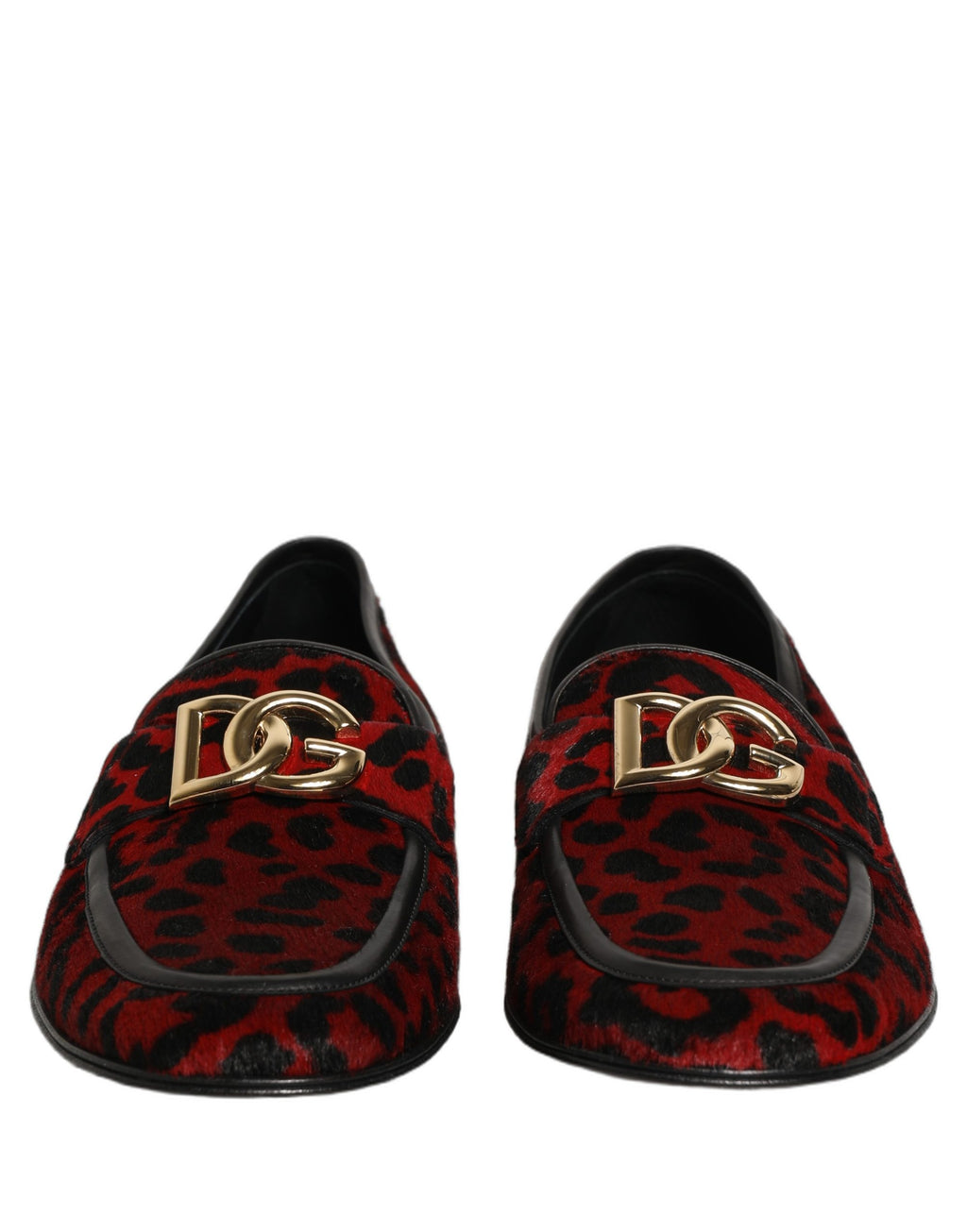 Dolce & Gabbana Rote Leopardenmuster-Ponyfell-Kleiderschuhe