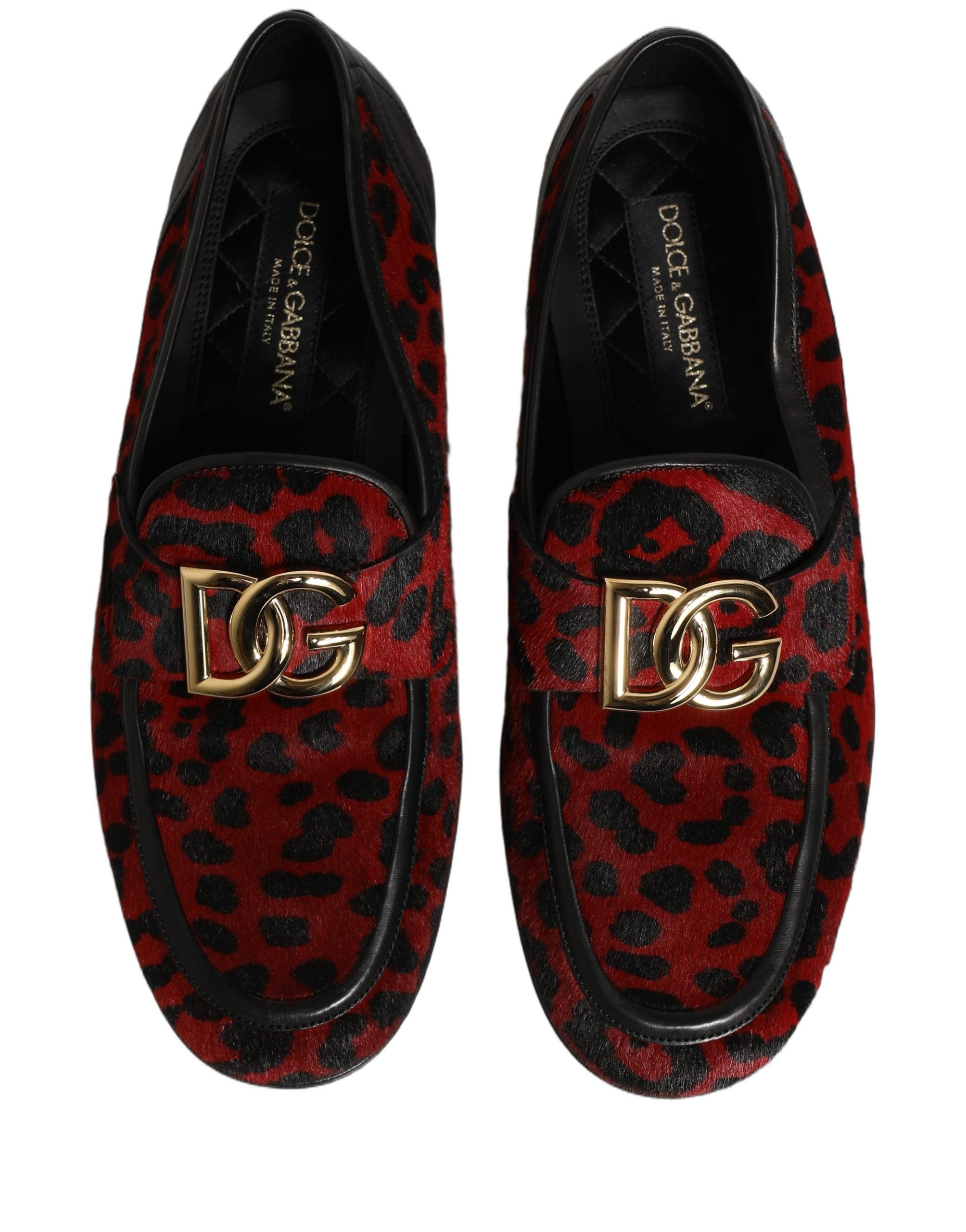 Dolce & Gabbana Rote Leopardenmuster-Ponyfell-Kleiderschuhe