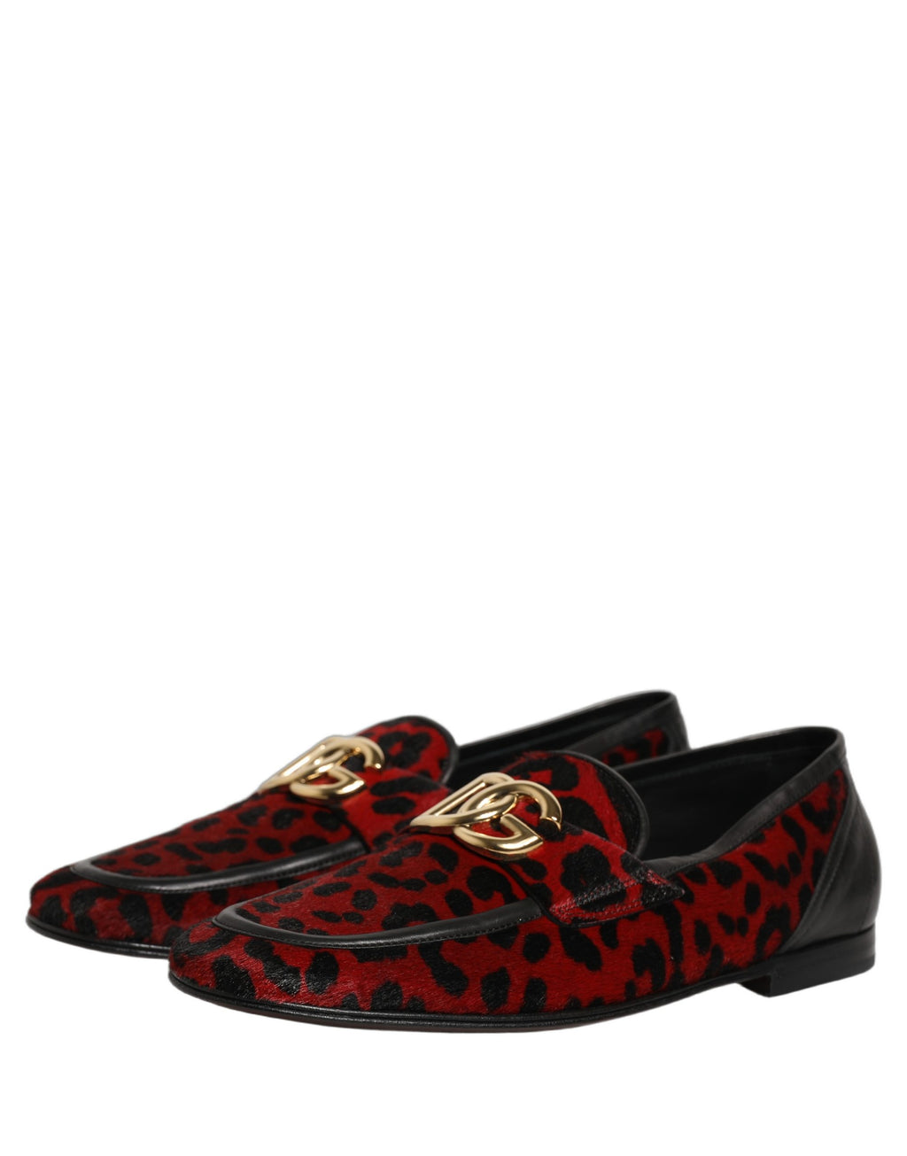 Dolce & Gabbana Rote Leopardenmuster-Ponyfell-Kleiderschuhe