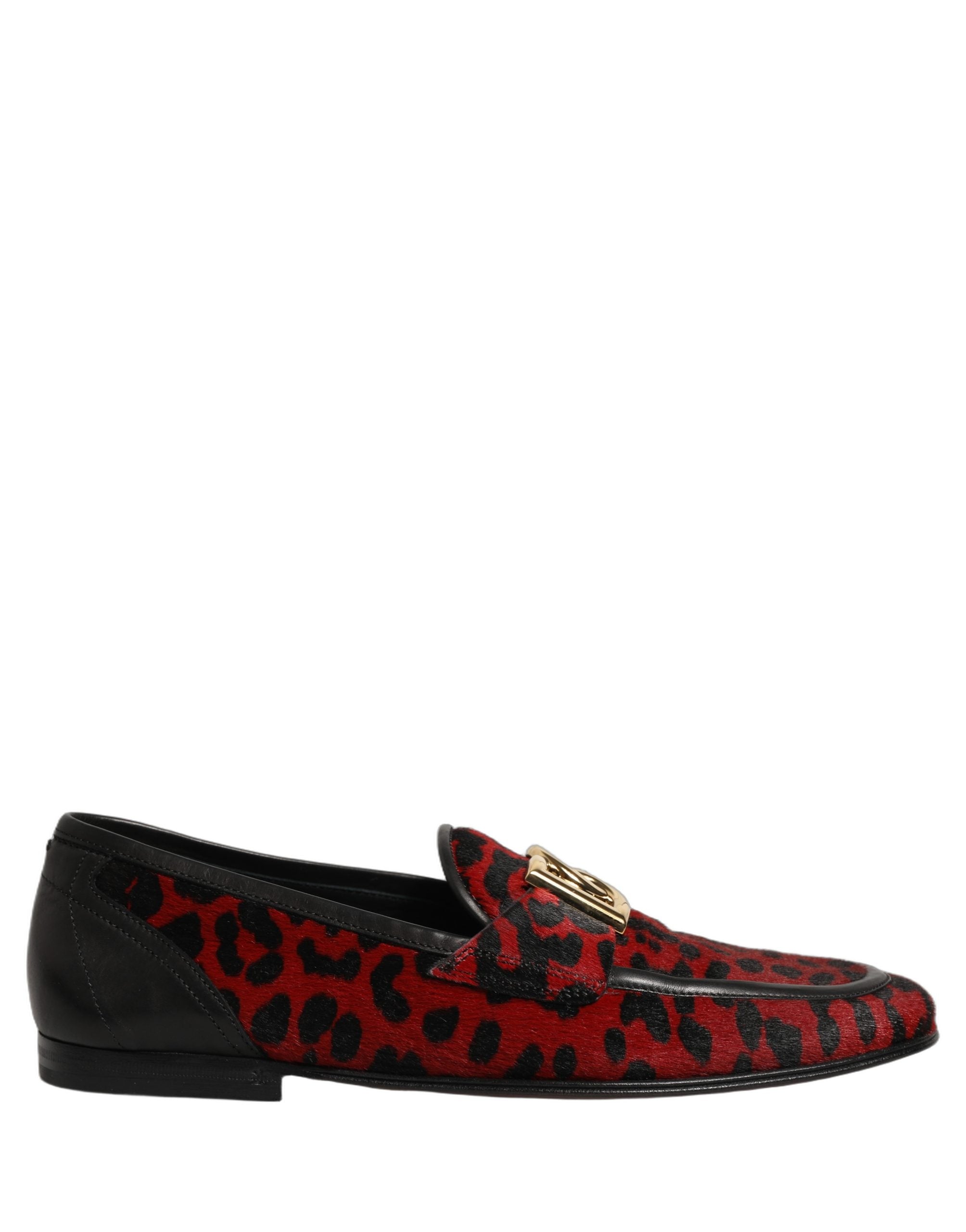Dolce & Gabbana Rote Leopardenmuster-Ponyfell-Kleiderschuhe