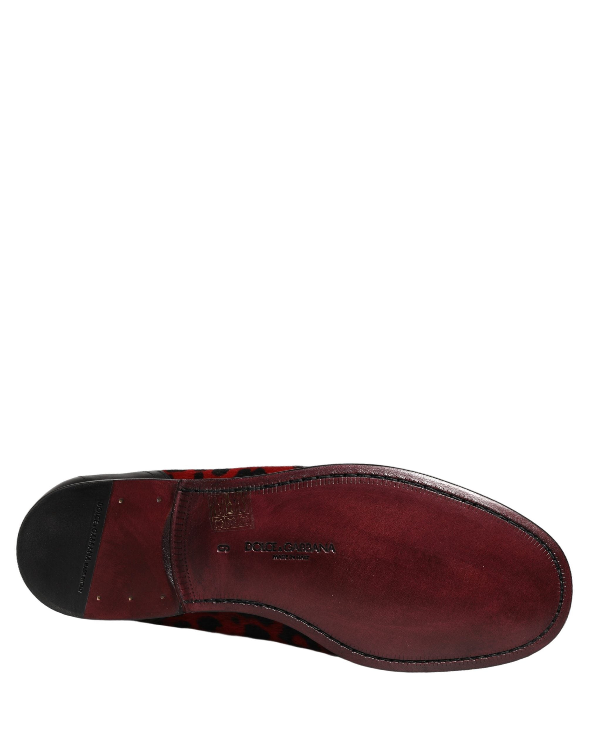 Dolce & Gabbana Rote Leopardenmuster-Ponyfell-Kleiderschuhe