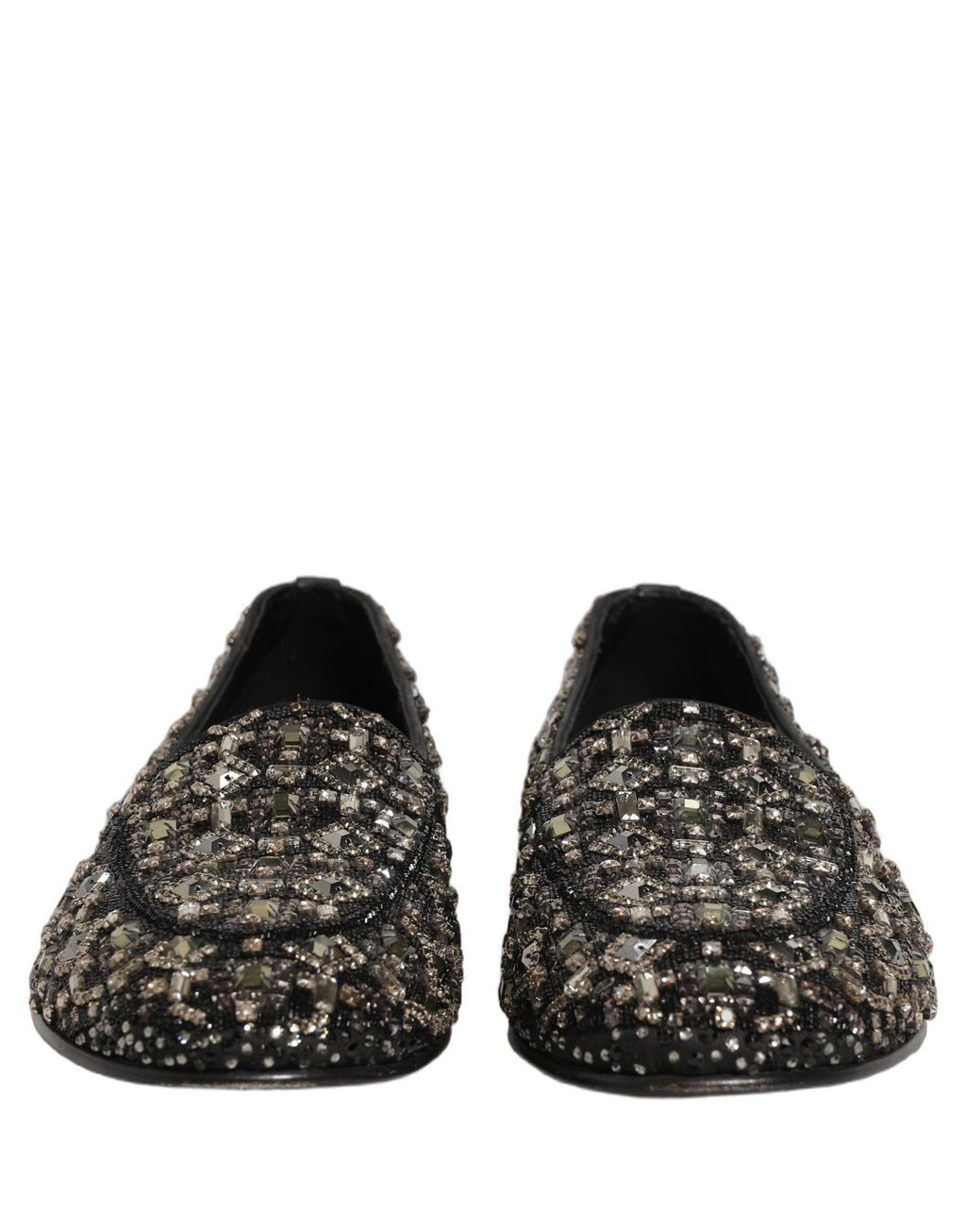 Dolce & Gabbana Silberne Leder Loafer mit Logo zum Reinschlüpfen