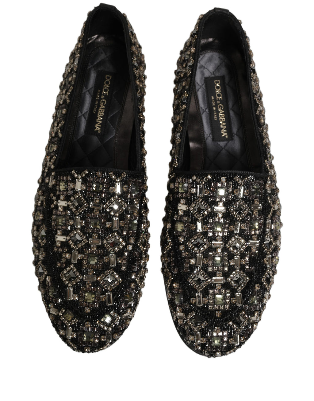 Dolce & Gabbana Silberne Leder Loafer mit Logo zum Reinschlüpfen
