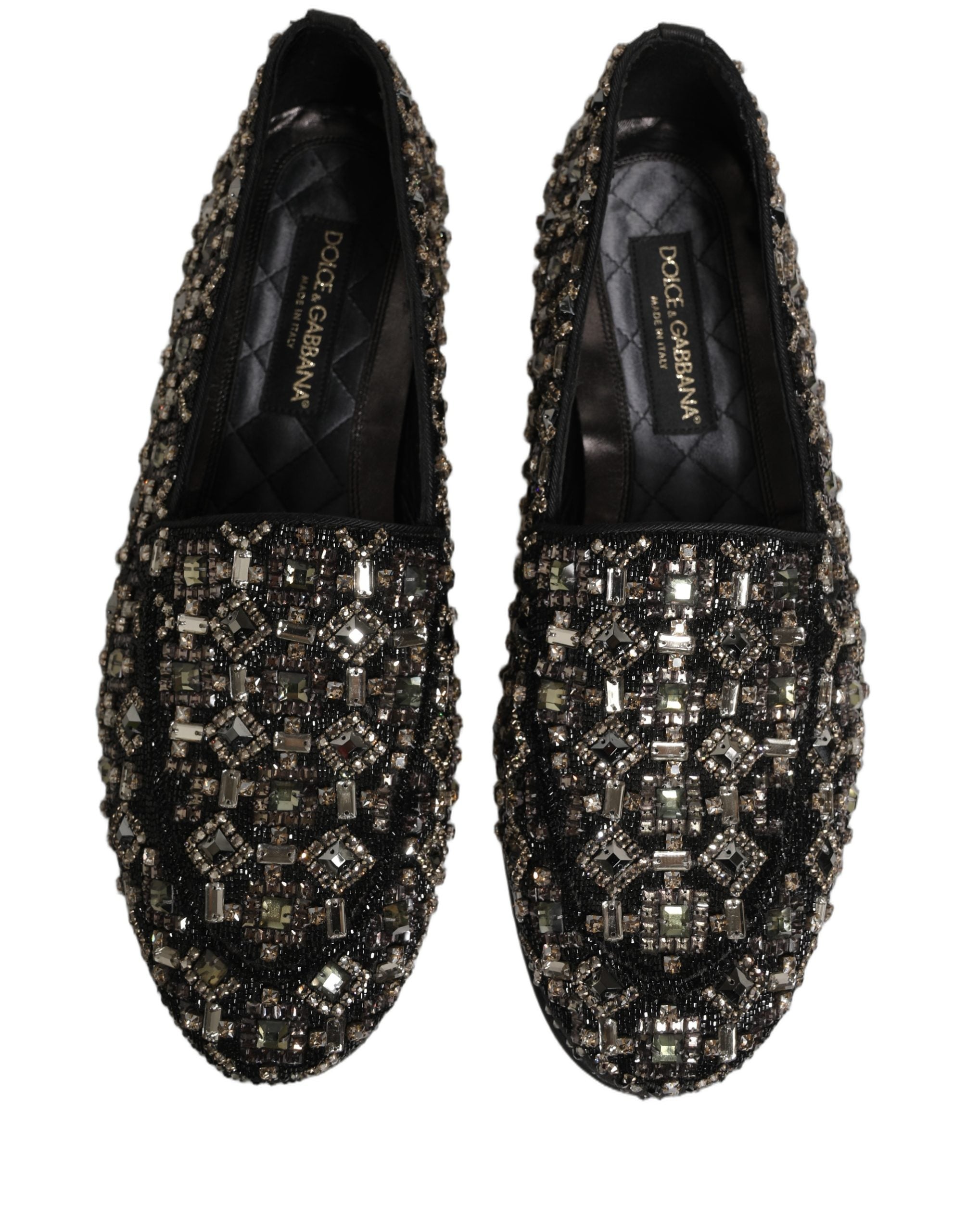 Dolce & Gabbana Silberne Leder Loafer mit Logo zum Reinschlüpfen