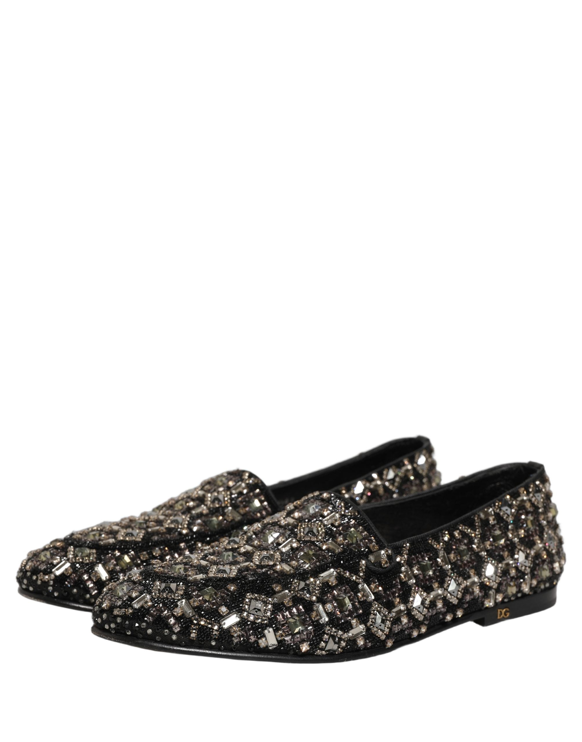 Dolce & Gabbana Silberne Leder Loafer mit Logo zum Reinschlüpfen