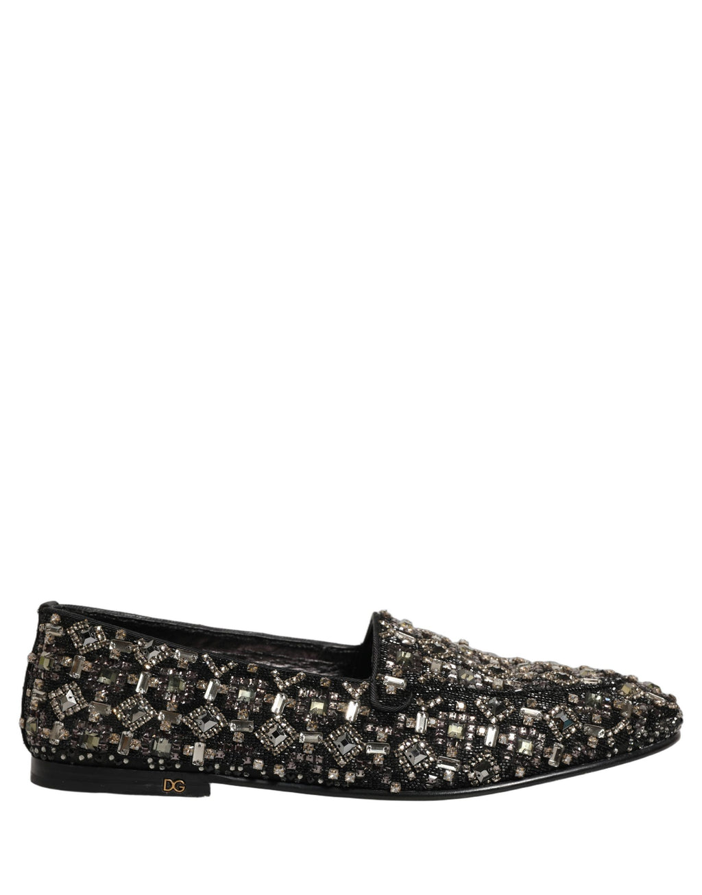 Dolce & Gabbana Silberne Leder Loafer mit Logo zum Reinschlüpfen