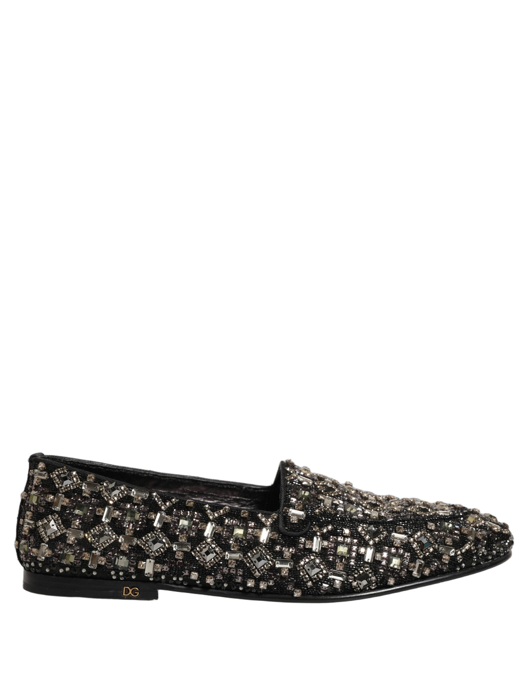Dolce & Gabbana Silberne Leder Loafer mit Logo zum Reinschlüpfen