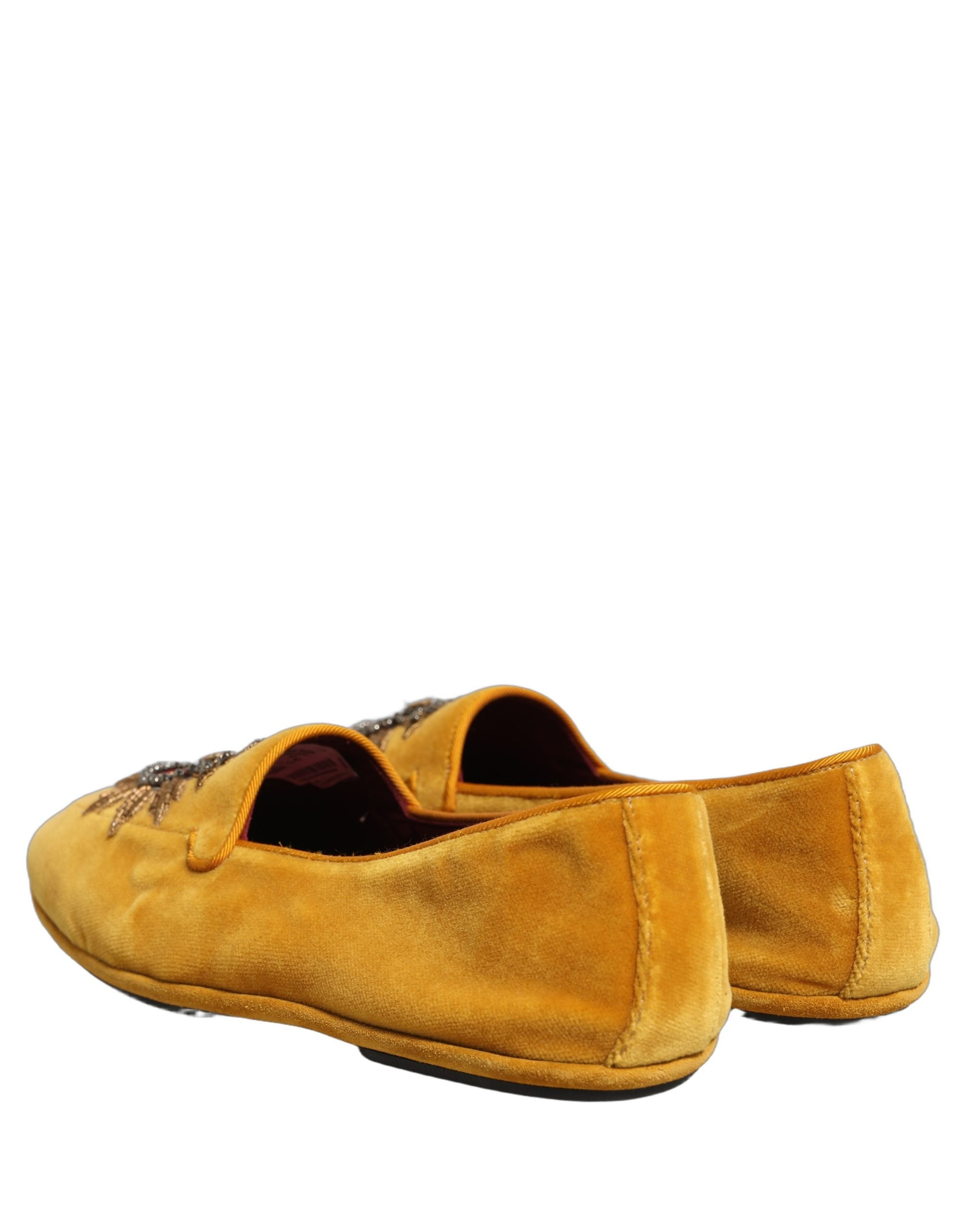 Dolce & Gabbana Gelbe Samt DG Herz Loafers Flats Schuhe