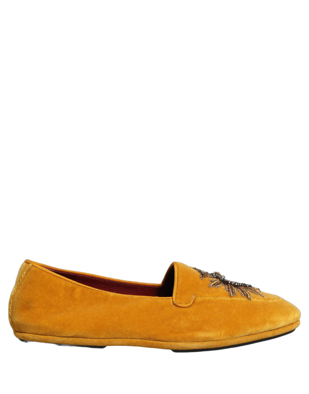 Dolce & Gabbana Gelbe Samt DG Herz Loafers Flats Schuhe