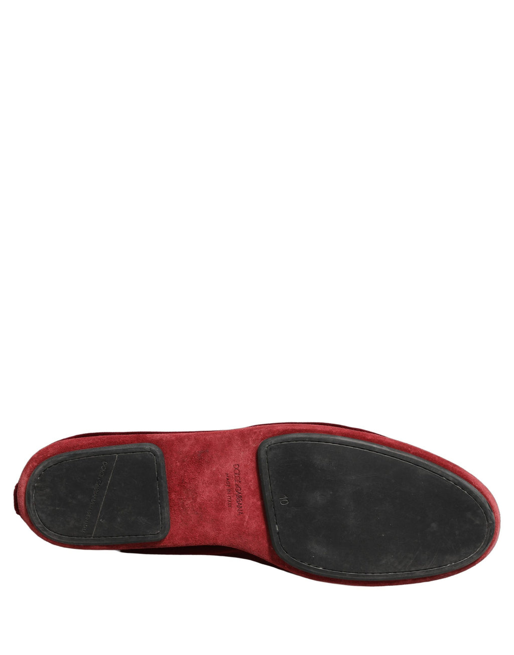 Dolce & Gabbana Bordeauxrote Samt Loafer mit Kronenstickerei