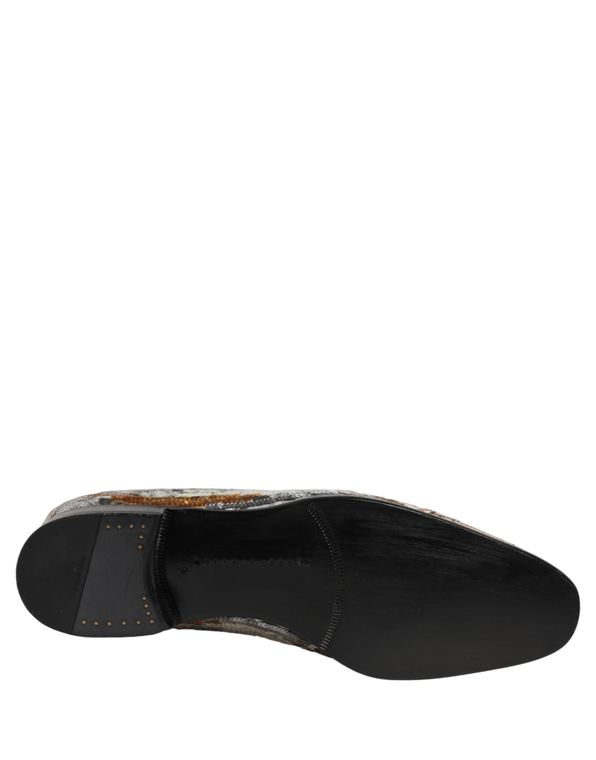 Dolce & Gabbana Slip-On Loafer-Schuhe aus Weißgold mit Pailletten
