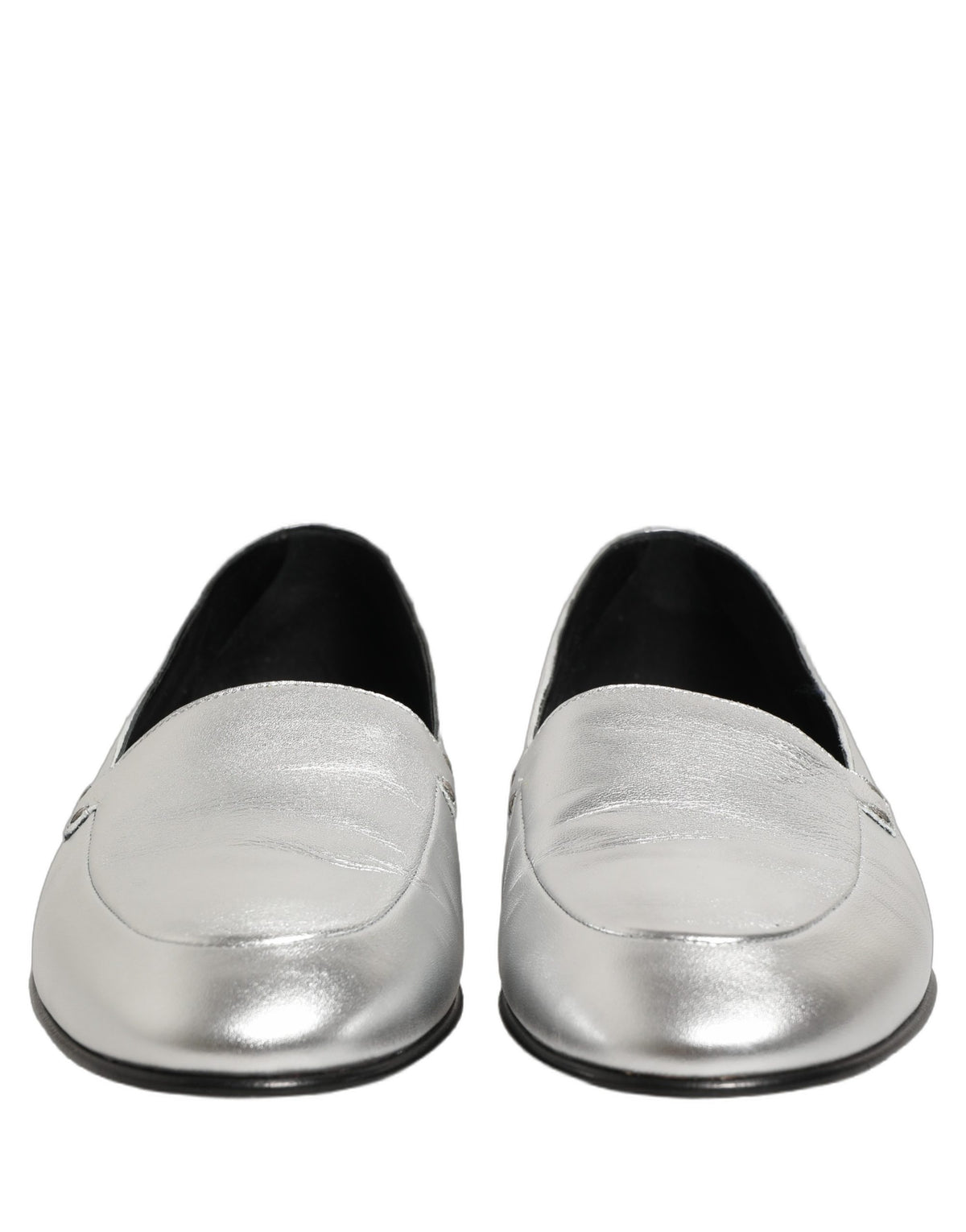 Dolce & Gabbana Silberne Leder Loafer mit DG-Logo zum Hineinschlüpfen