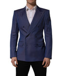 Dolce & Gabbana Blauer Herrenblazer aus Wolle mit doppelreihiger Knopfleiste