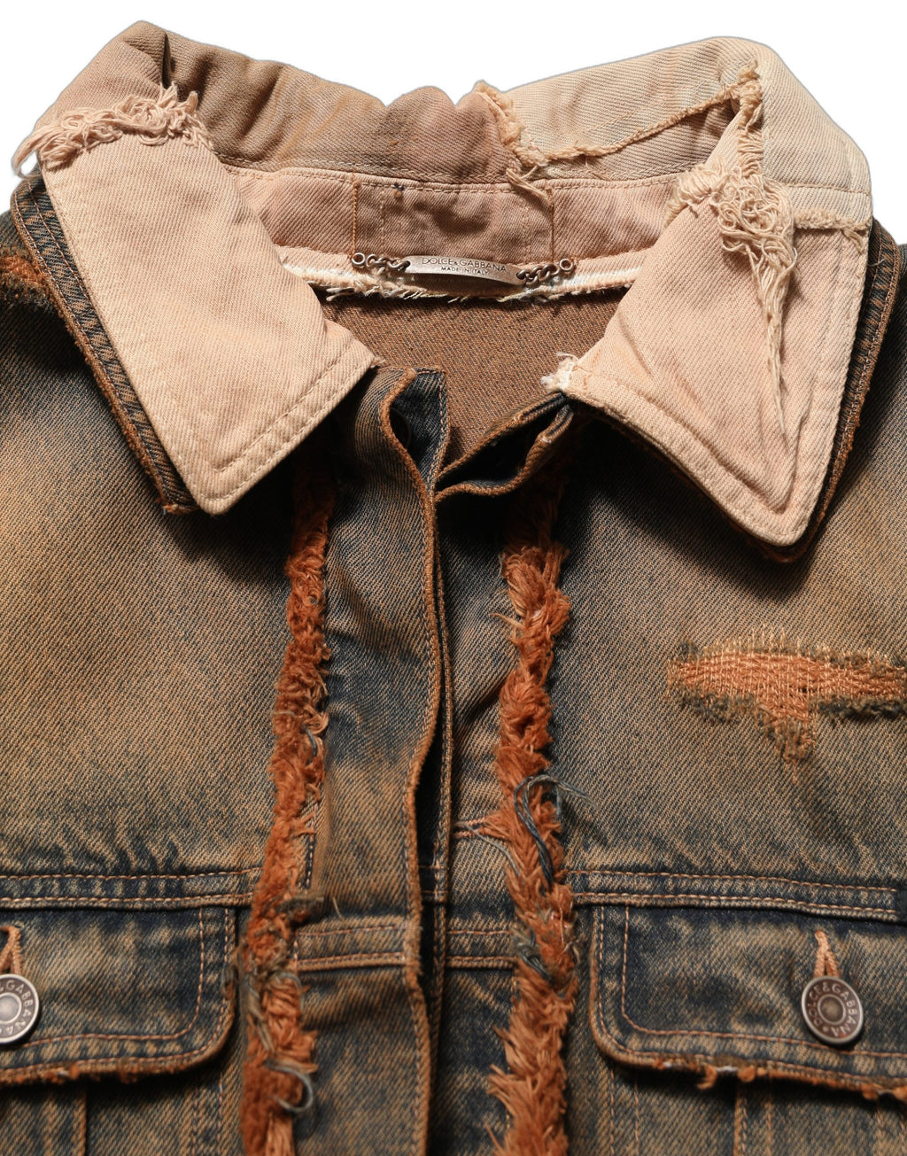 Dolce & Gabbana Multicolor Raw Cut Panelled Jeansjacke für Herren