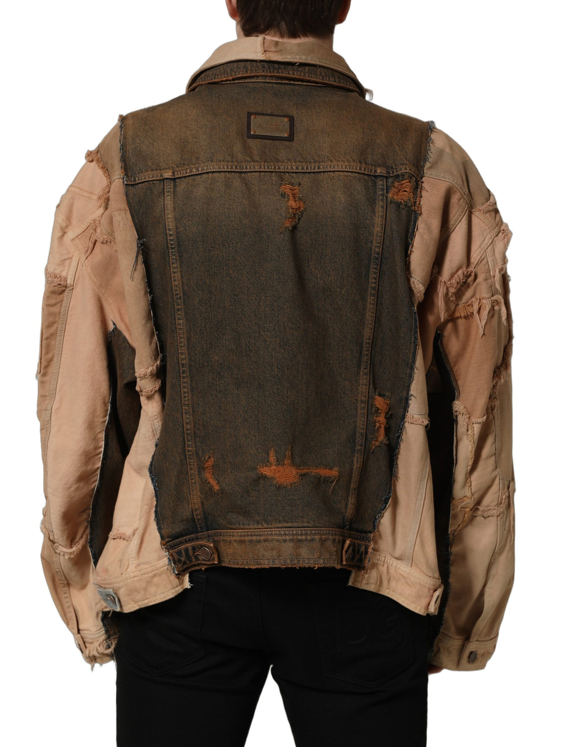 Dolce & Gabbana Multicolor Raw Cut Panelled Jeansjacke für Herren