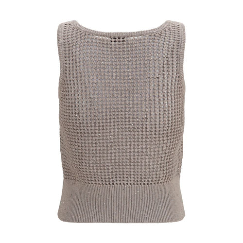 Brunello Cucinelli Beige Cotton Tank Tops