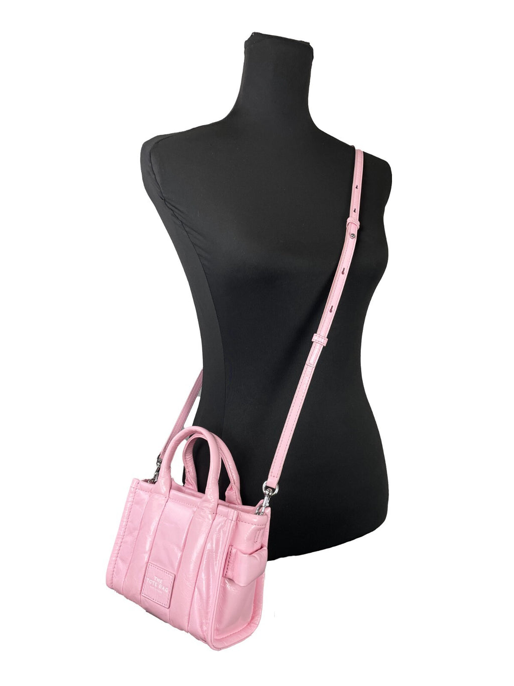 Marc Jacobs The Shiny Crinkle Micro Tote Bubblegum Leder Crossbody