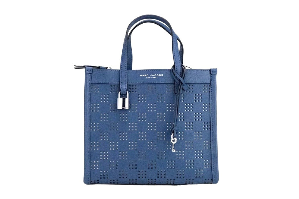 Marc Jacobs Mini Grind Blue Sea Perforiertes Leder Crossbody Tote Bag Handtasche