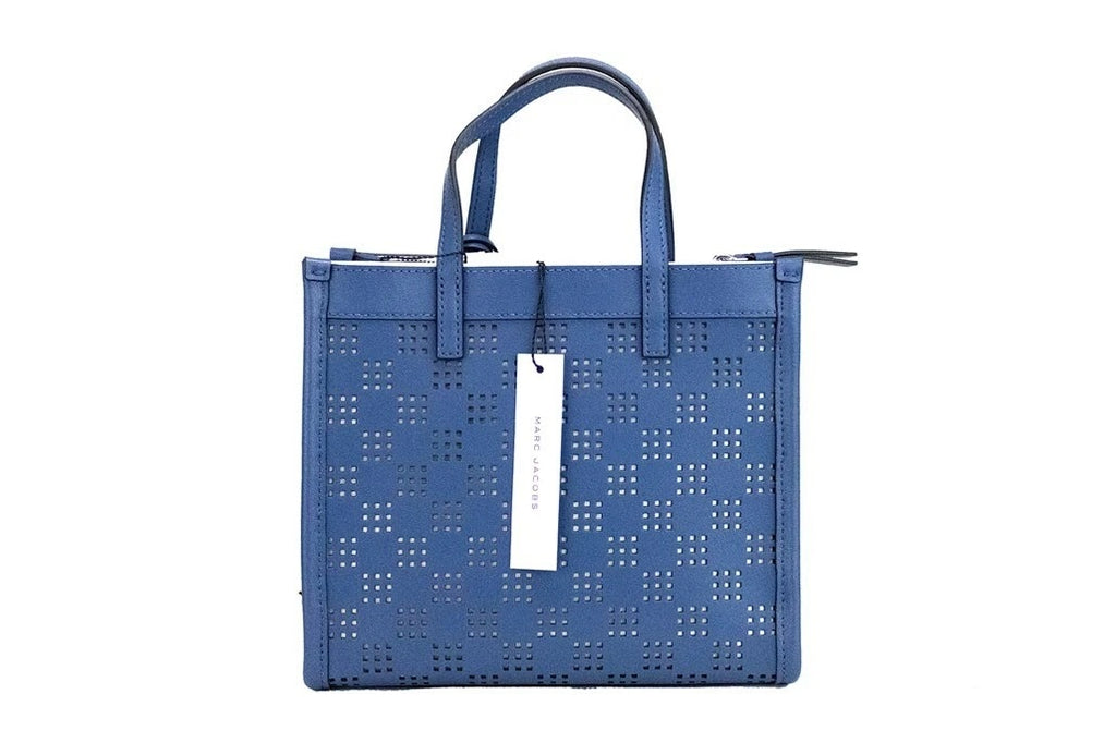 Marc Jacobs Mini Grind Blue Sea Perforiertes Leder Crossbody Tote Bag Handtasche