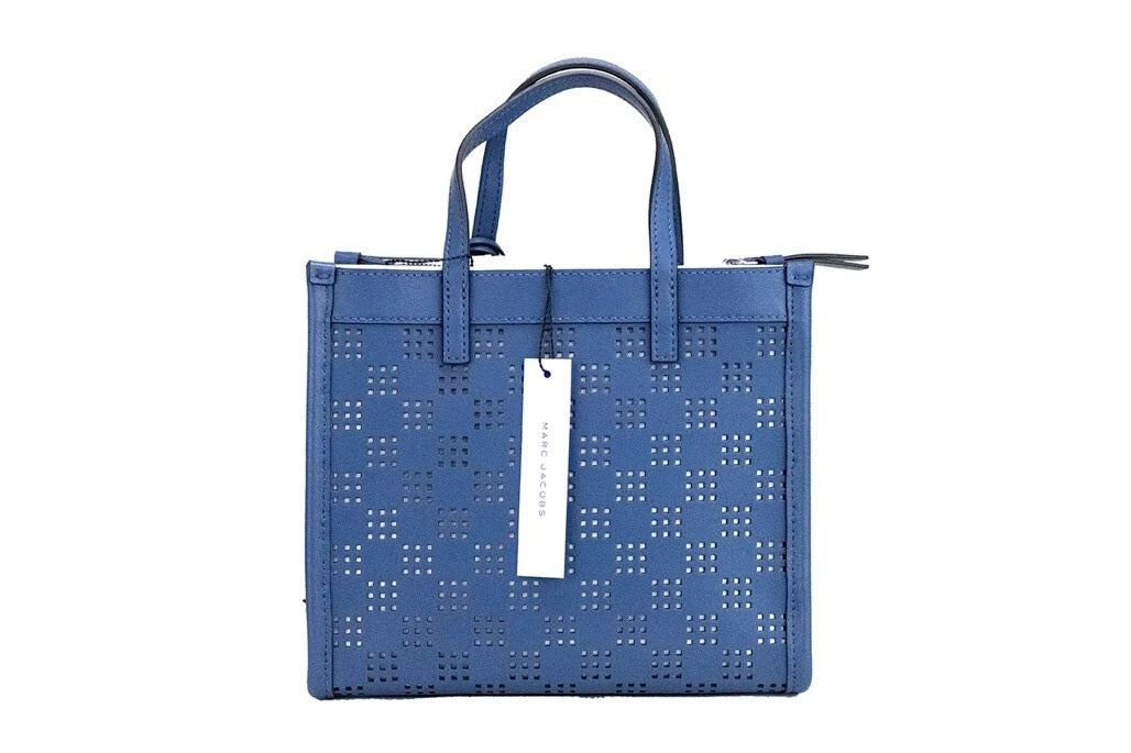 Marc Jacobs Mini Grind Blue Sea Perforiertes Leder Crossbody Tote Bag Handtasche