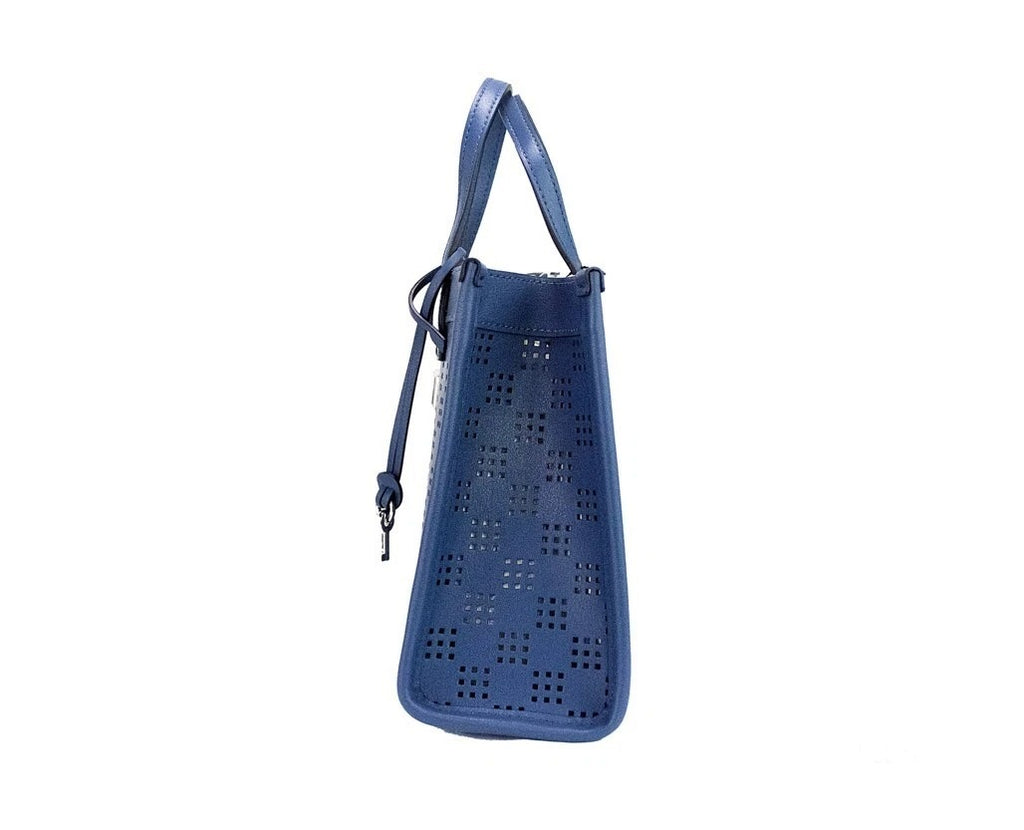 Marc Jacobs Mini Grind Blue Sea Perforiertes Leder Crossbody Tote Bag Handtasche