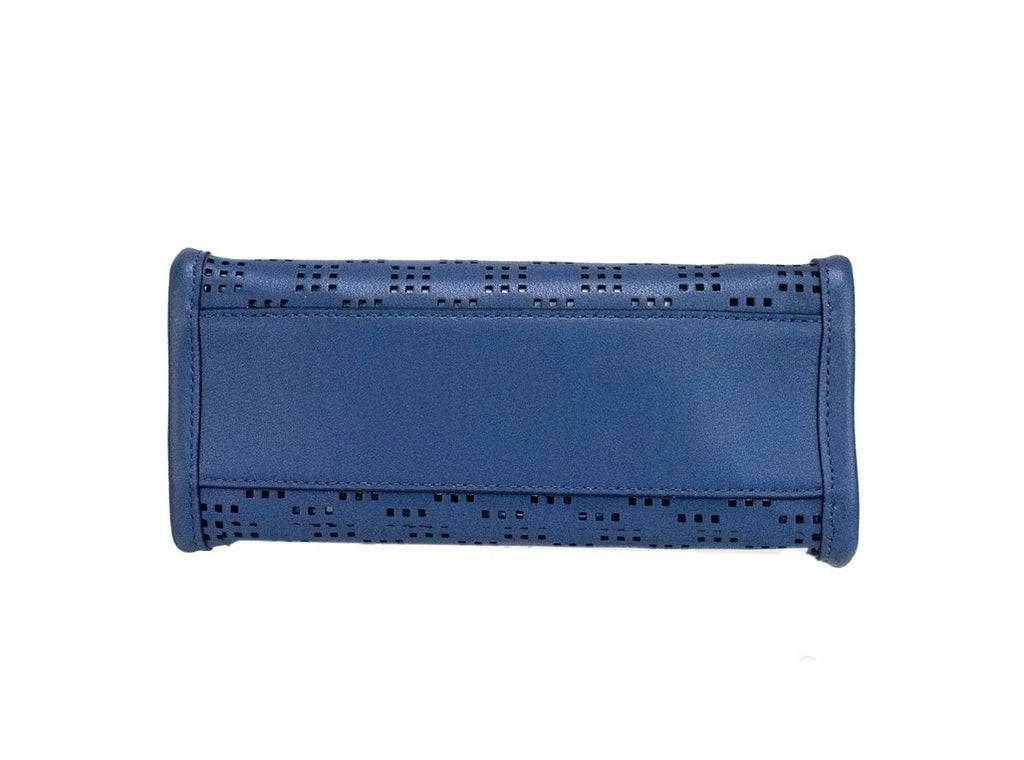 Marc Jacobs Mini Grind Blue Sea Perforiertes Leder Crossbody Tote Bag Handtasche