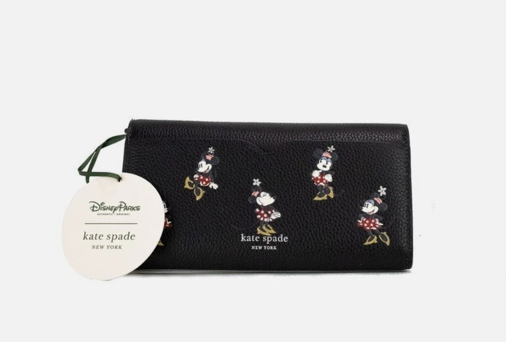 Kate Spade X Disney Schwarze Leder Minnie Maus Geldbörse Umhängetasche