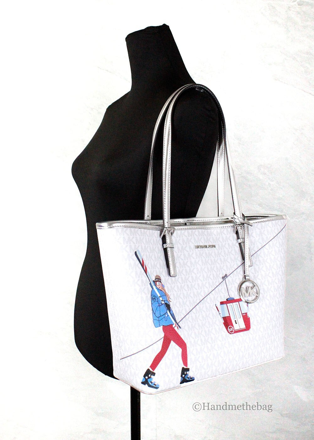Michael Kors Jet Set Travel Girls mittelgroße Signature Tragetasche Weiß MK