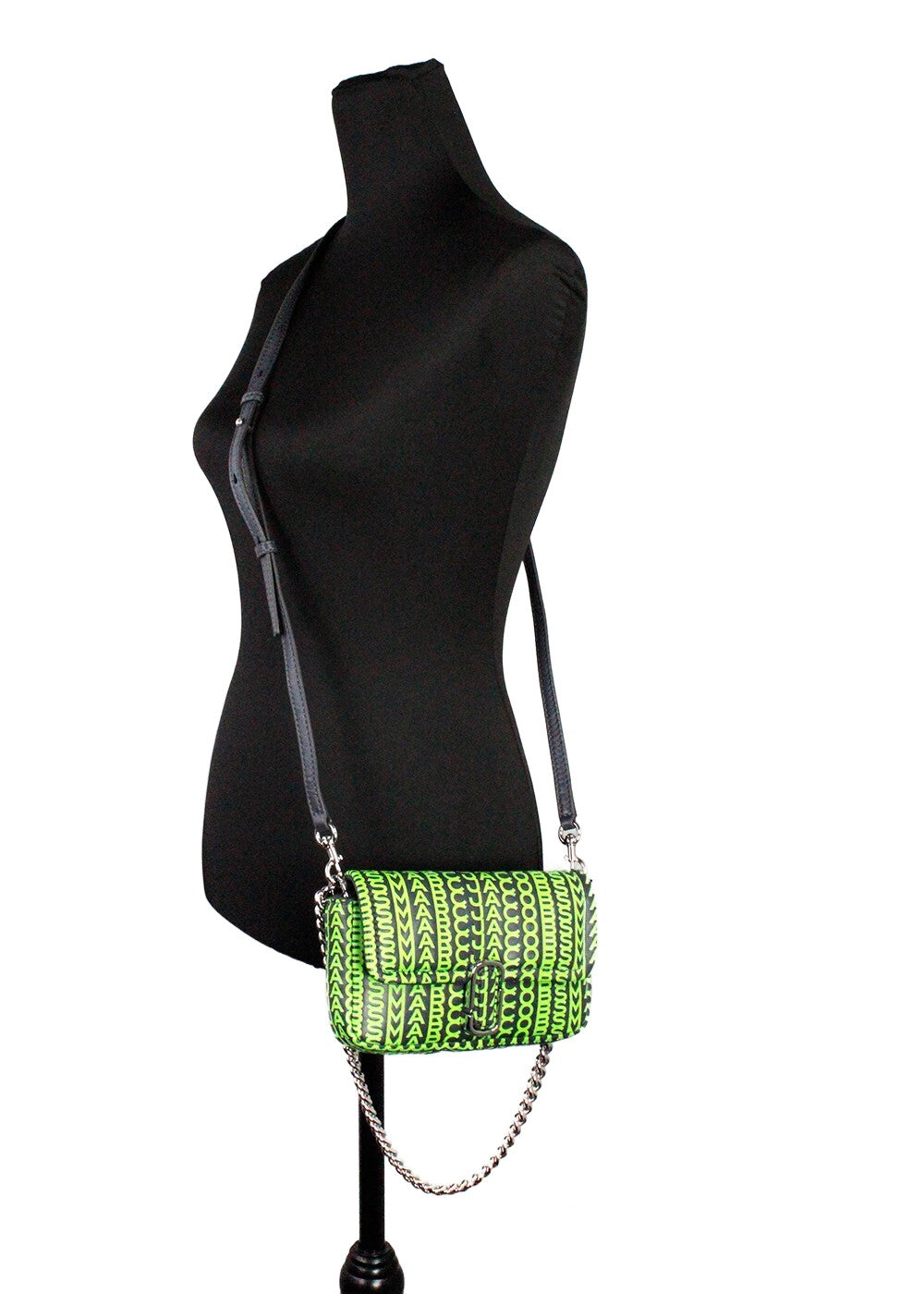 Marc Jacobs Neongrüne The Monogram Leder J Marc Mini Schultertasche Umhängetasche