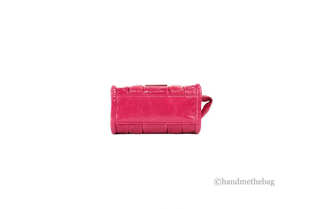 Marc Jacobs The Shiny Crinkle Micro Tote Magenta Leder Umhängetasche Handtasche