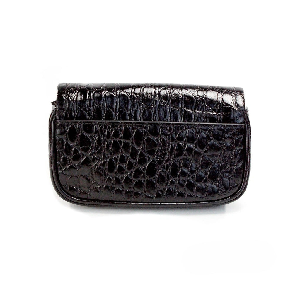Marc Jacobs The Mini Shoulder Bag Schwarze Umhängetasche aus geprägtem Leder