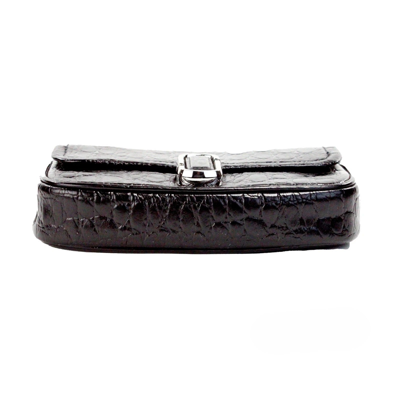 Marc Jacobs The Mini Shoulder Bag Schwarze Umhängetasche aus geprägtem Leder