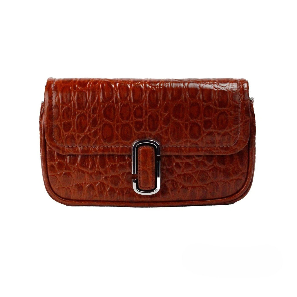 Marc Jacobs The Mini Shoulder Bag Umhängetasche aus geprägtem Leder in Spice Brown
