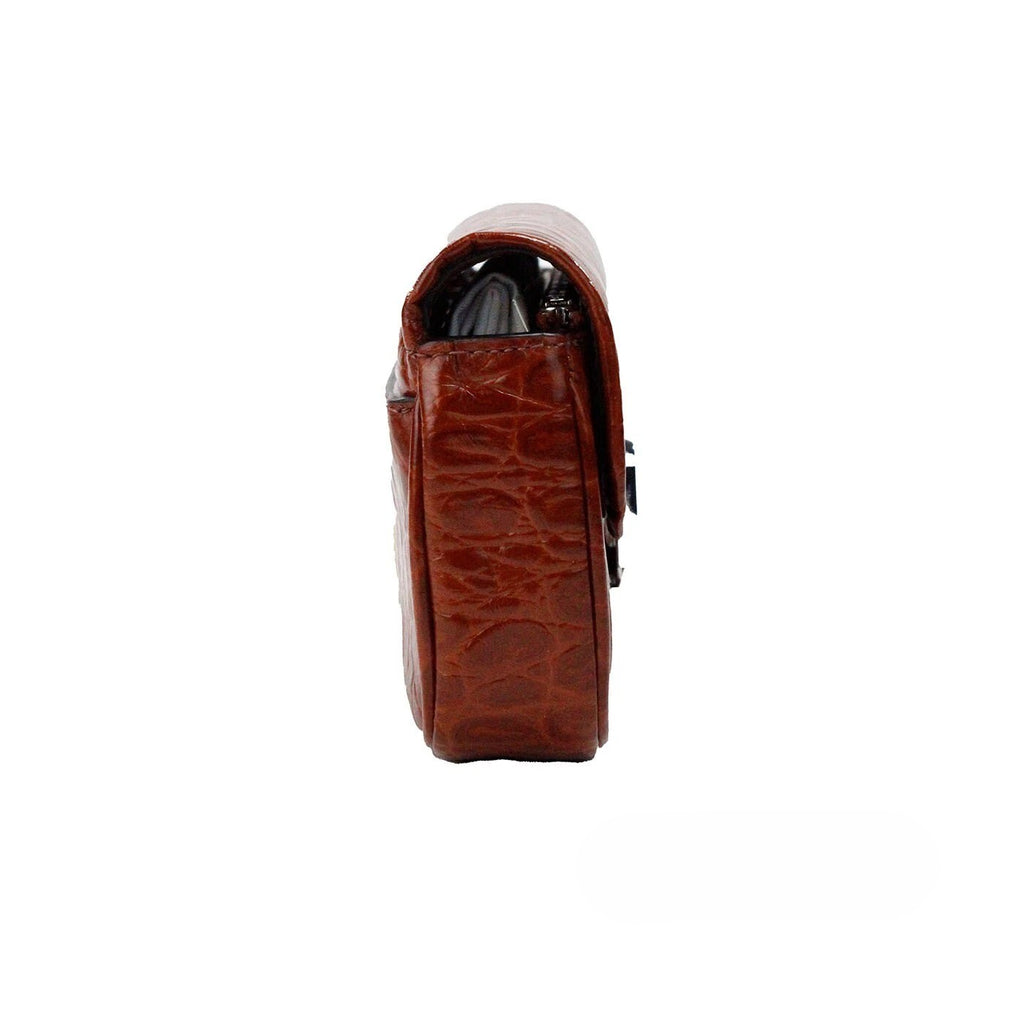 Marc Jacobs The Mini Shoulder Bag Umhängetasche aus geprägtem Leder in Spice Brown