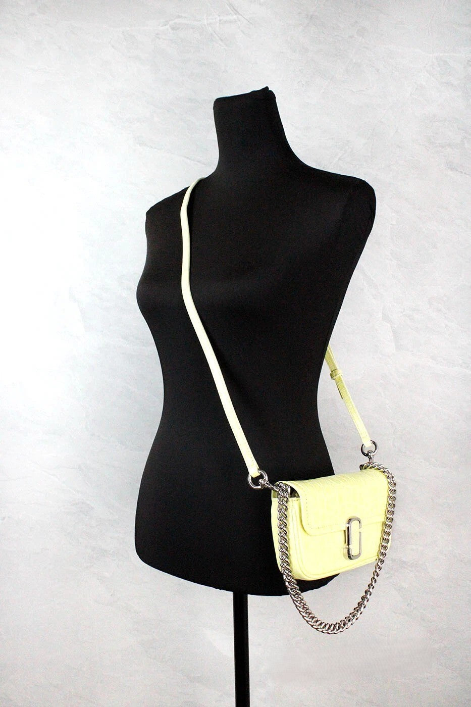 Marc Jacobs The Mini Shoulder Bag Gelb Geprägte Leder Umhängetasche