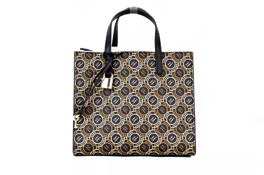 Marc Jacobs Mini Grind Signet Bedruckte Umhängetasche aus Leder