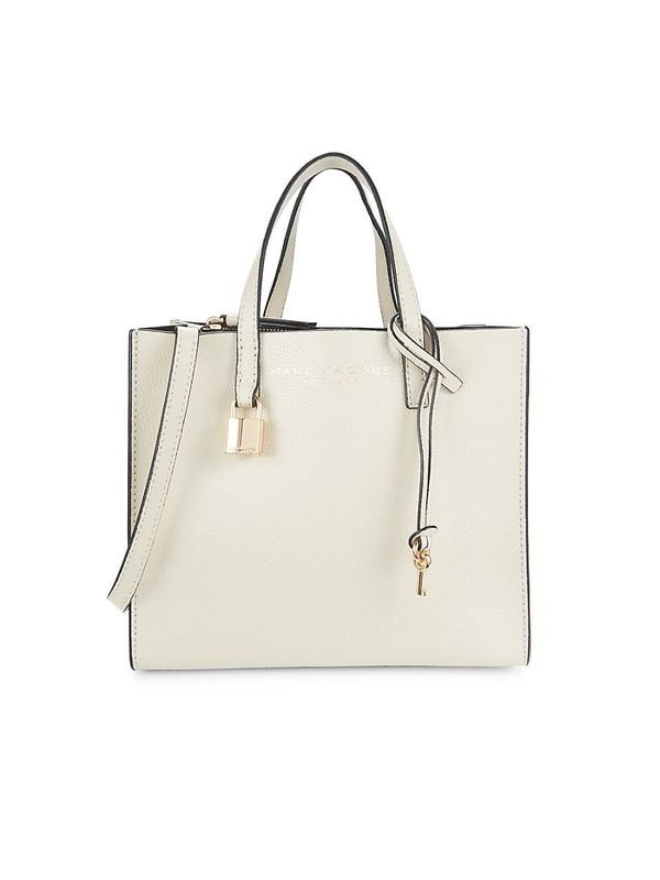 Marc Jacobs Damen Mini Tote Bag aus genarbtem Leder - Marshmallow