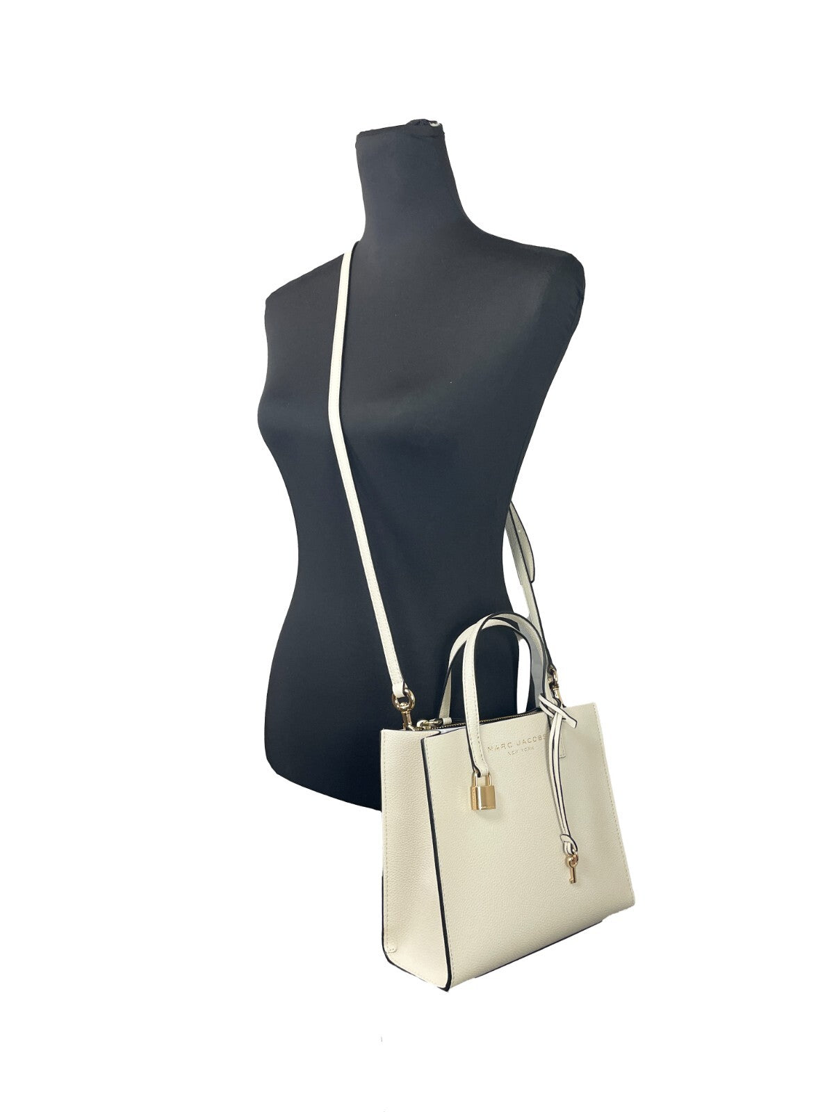 Marc Jacobs Damen Mini Tote Bag aus genarbtem Leder - Marshmallow