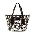 Marc Jacobs Kleine schwarz-weiß gemusterte Saffiano-Leder Tote Umhängetasche