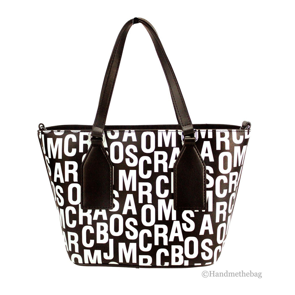 Marc Jacobs Kleine schwarz-weiß gemusterte Saffiano-Leder Tote Umhängetasche