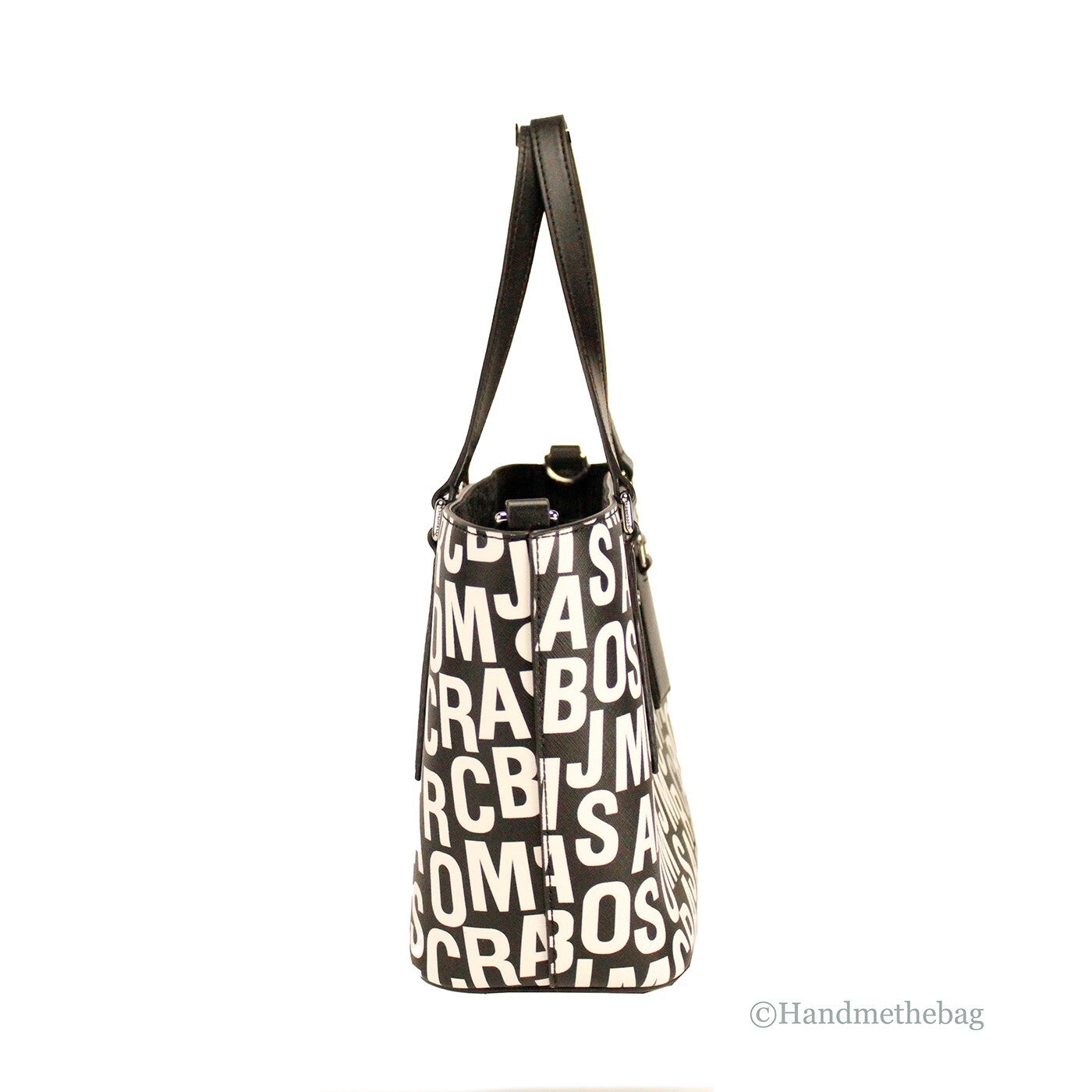 Marc Jacobs Kleine schwarz-weiß gemusterte Saffiano-Leder Tote Umhängetasche