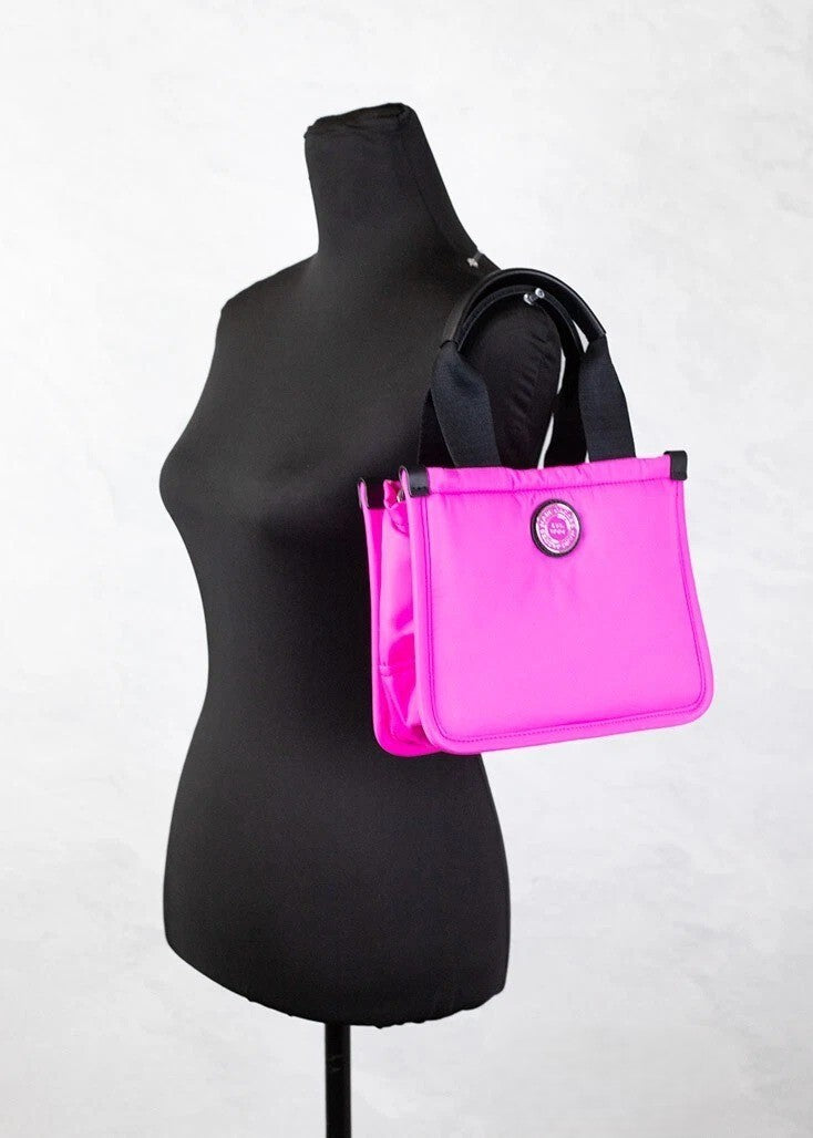 Marc Jacobs Kleine Neon-Fuchsia-Nylongewebe-Tragetasche Umwandelbare Tasche