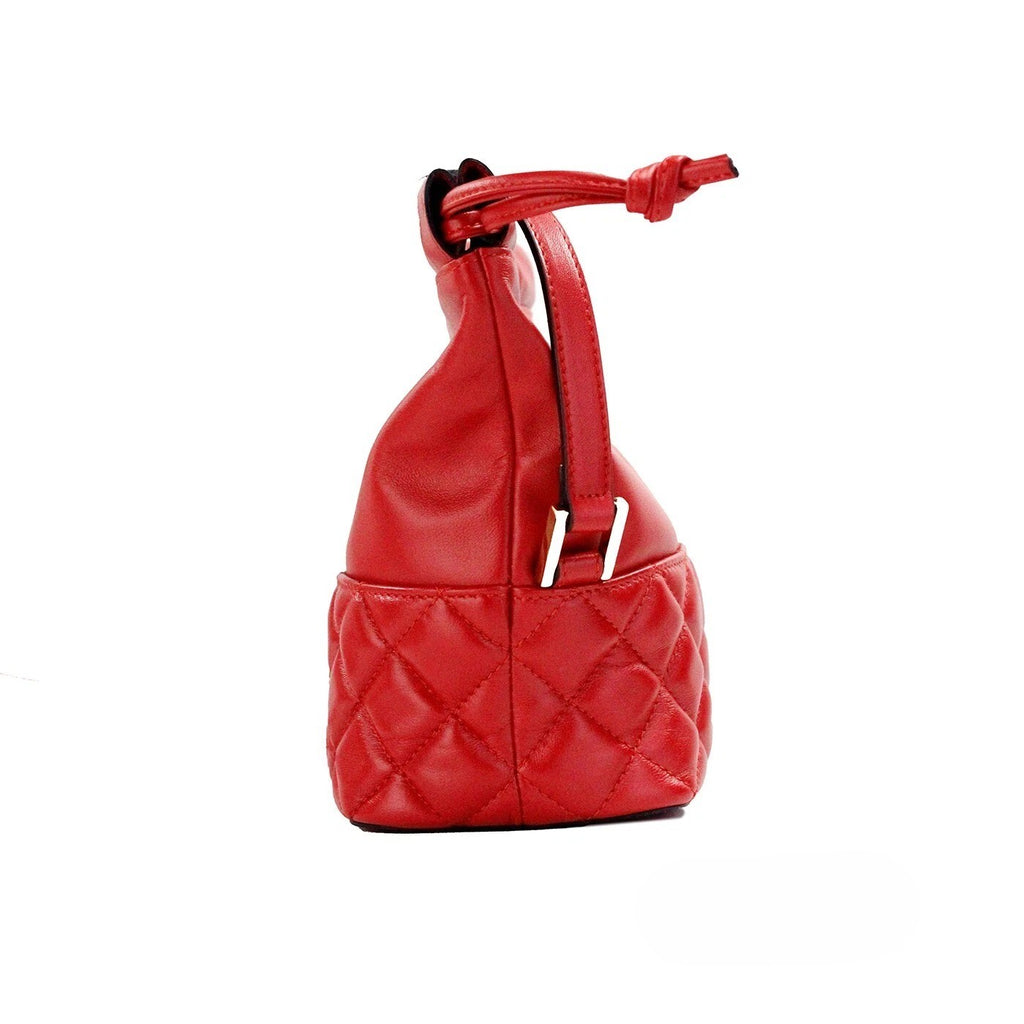 Versace Rote gesteppte Leder-Schultertasche mit Zugband und Beutel, Umhängetasche