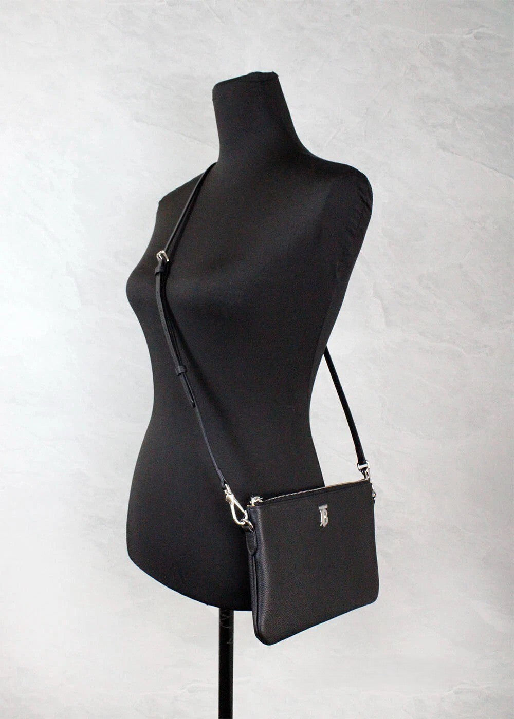 Burberry Peyton Monogram Schwarz Leder Beutel Crossbody-Tasche
