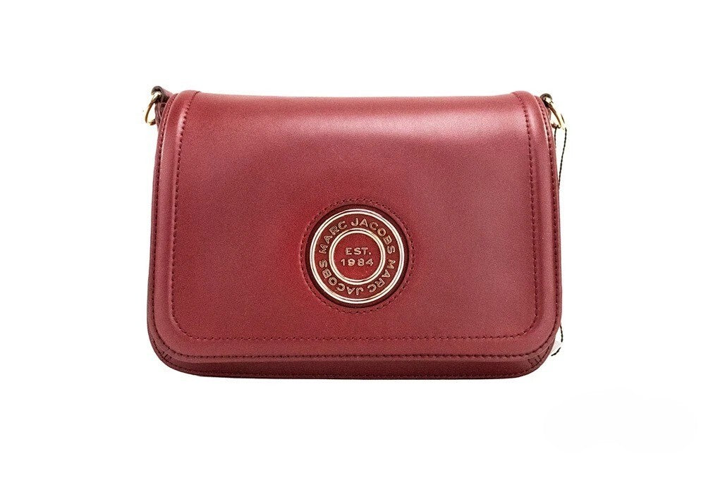 Marc Jacobs Medium Metal Signet Syrah Glattleder Überschlag Schultertasche