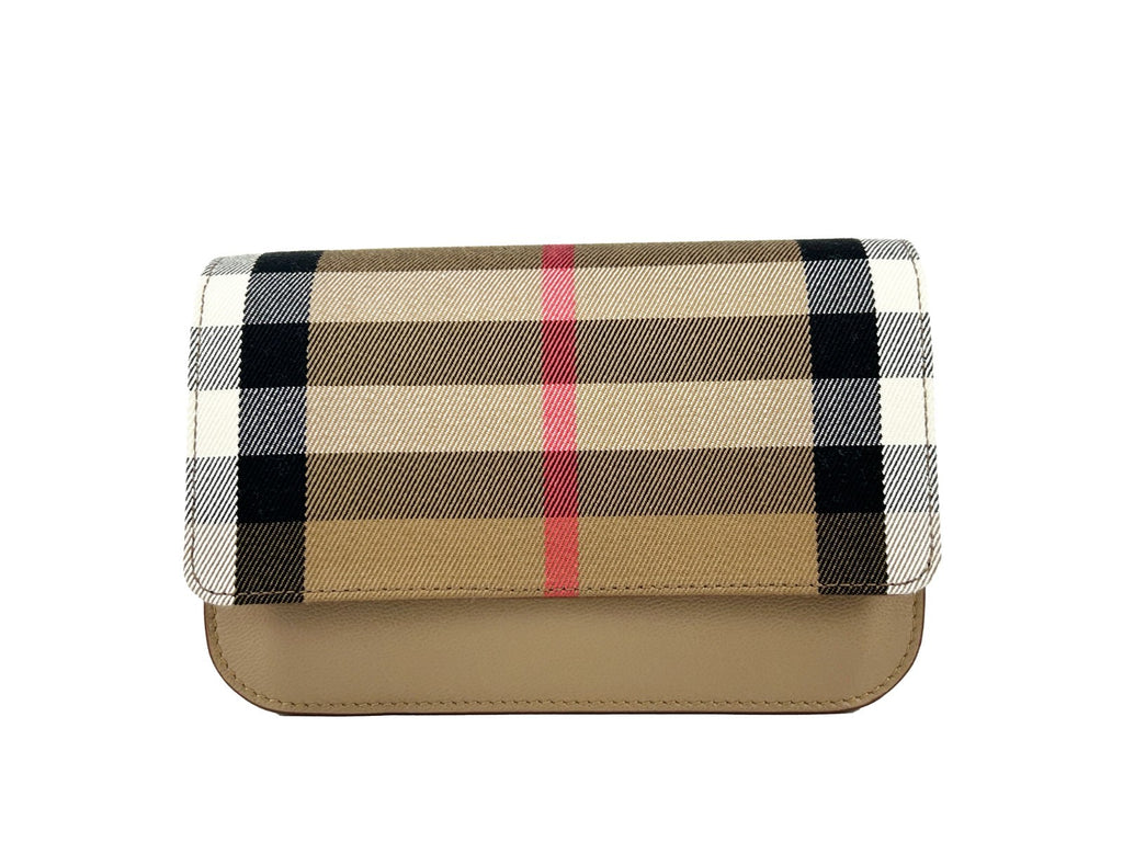 Burberry Kleine Madison Umhängetasche aus Leder mit Karomuster