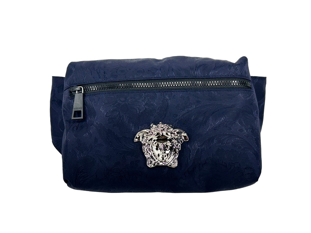 Versace Medusa Marineblaue Nylon-Gürteltasche Bauchtasche Hüfttasche