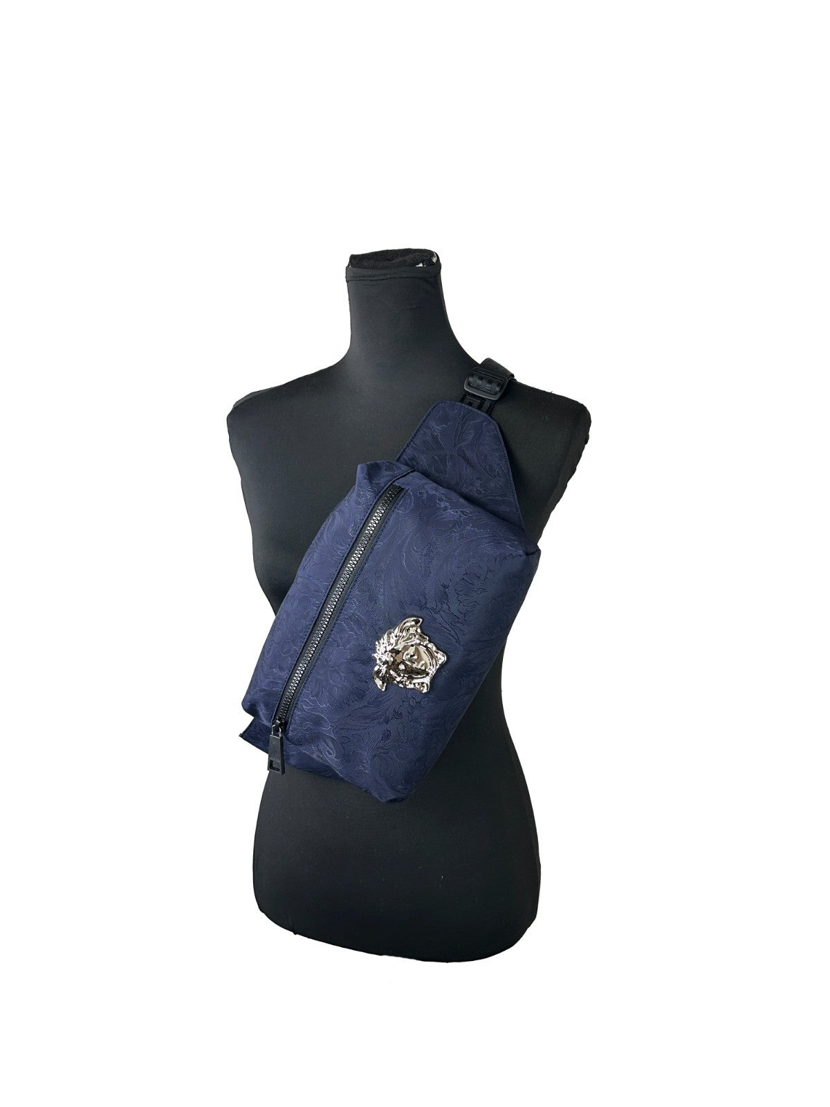 Versace Medusa Marineblaue Nylon-Gürteltasche Bauchtasche Hüfttasche